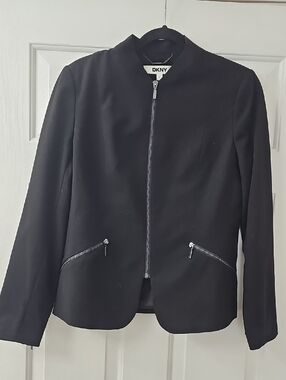 DKNY Black Women's Zip-Up Blazer Jacket
